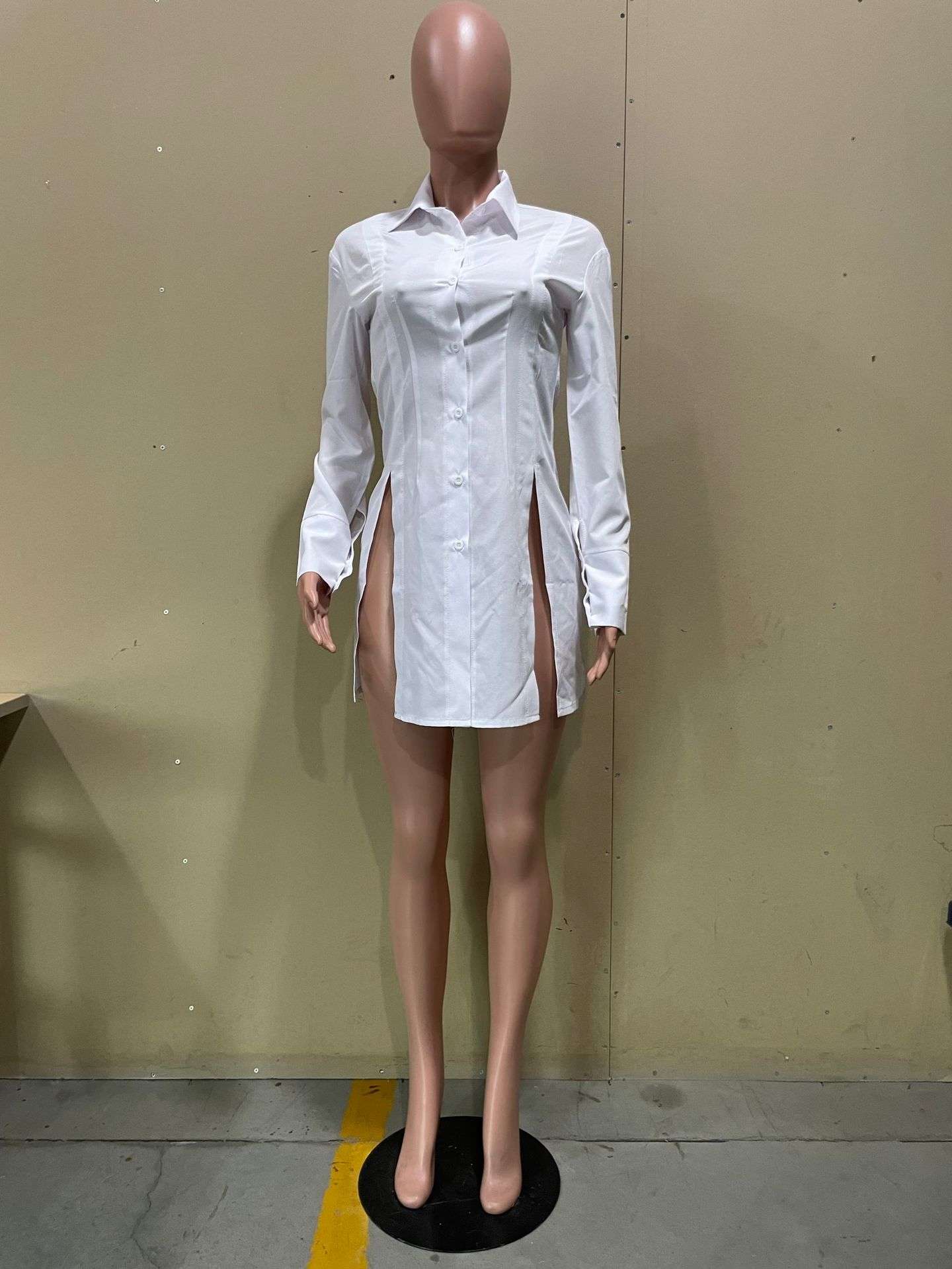 Long Sleeve Casual Blouse Shirt Dress - XL, Light Green image