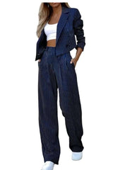 Fashion Straight Pants Suit - L, Deep Blue image