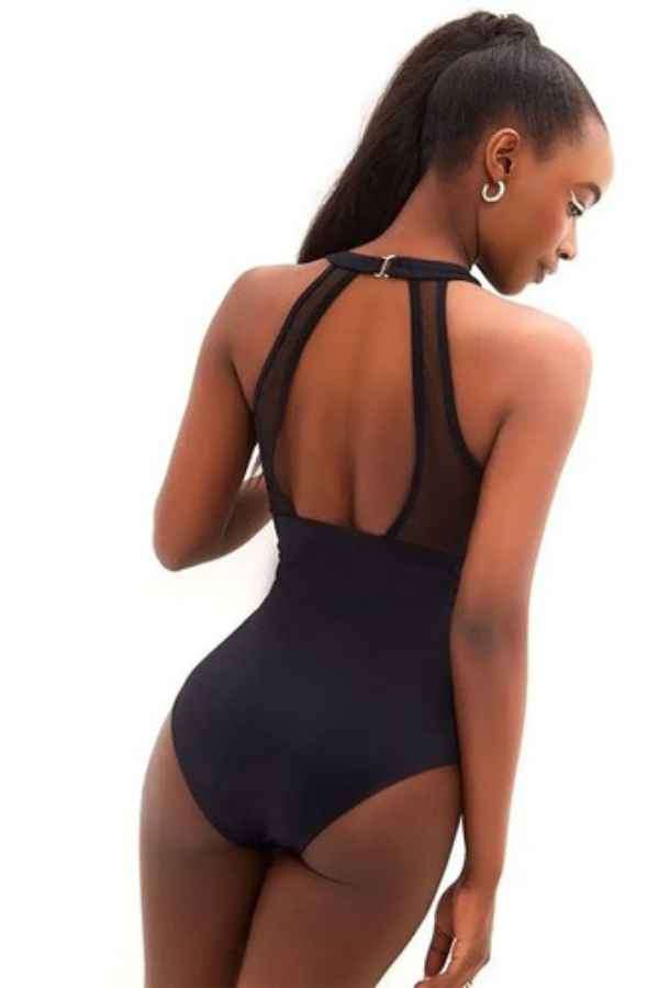 Sexy Mesh Patched Sleeveless One Piece Swimwear image 4