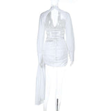 White Dress with Dramatic Sleeves image 4