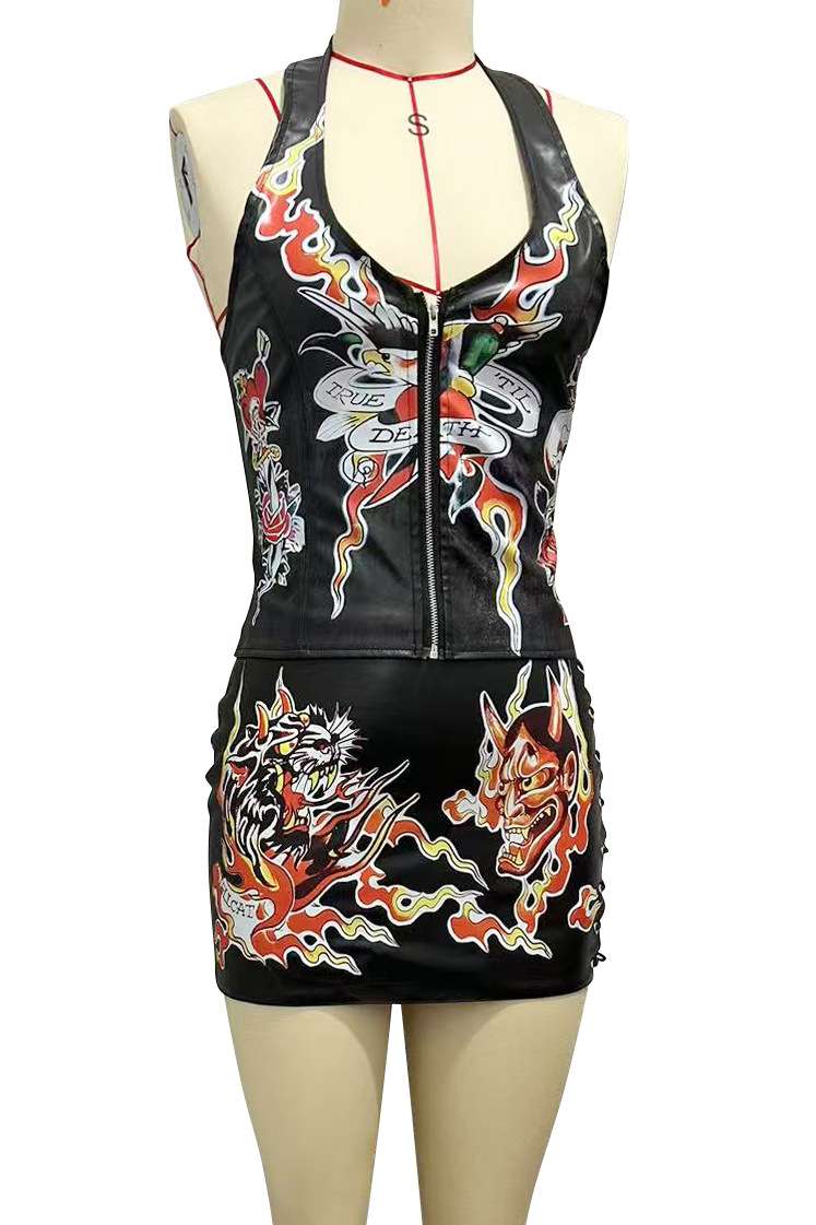 Edgy Print Faux Leather Two-Piece Set image 5