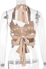 Sexy Butterfly Shaped Halter Neck Glitter Crop Top image 5