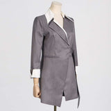 Notched Collar Long Sleeve Patchwork Blazers image 4
