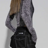 Futuristic Grey Zip-Up Bodysuit Top image 2