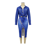 Two-Piece Set: Long Sleeve Tops &amp; Midi Skirt image 3