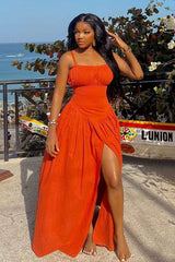 Spaghetti Strap Maxi Dress - XL, Orange image