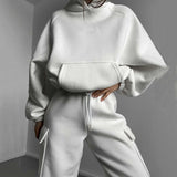 Loose Fit Hooded Sweatshirt With Joggers Co-ord Set - XL, White image