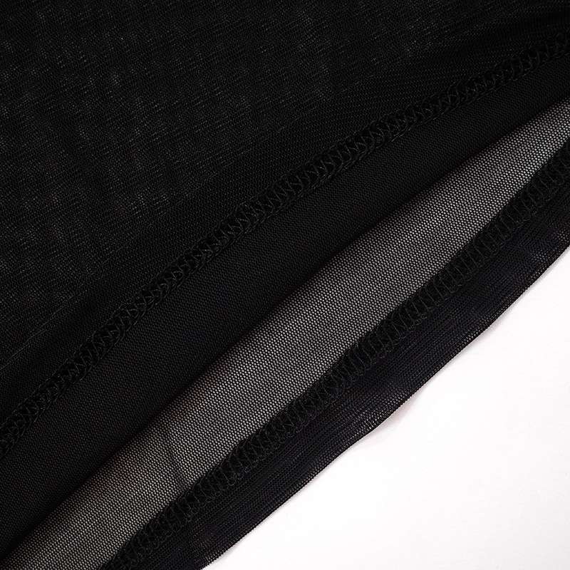 Mesh Patchwork O-Neck White Stripe Skinny Top image 9