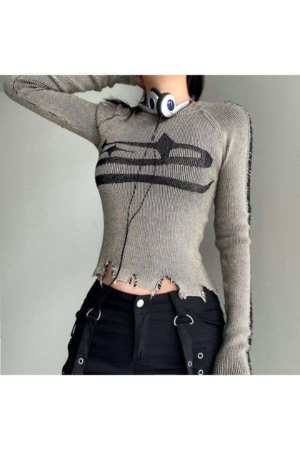 Fashion Distressed Knitted Top image 4