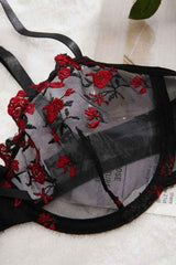 Sexy Lace Floral Embroidery Bra Underwear Two Piece Set image 3