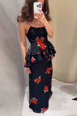 Floral Tiered Ruffle Tank Top & Maxi Skirt image 0