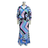 Printed Casual Long-sleeve Shirt and Maxi Skirt Set image 4