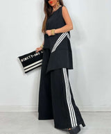 Pleated Two-Piece Set with Accents - M, Black image