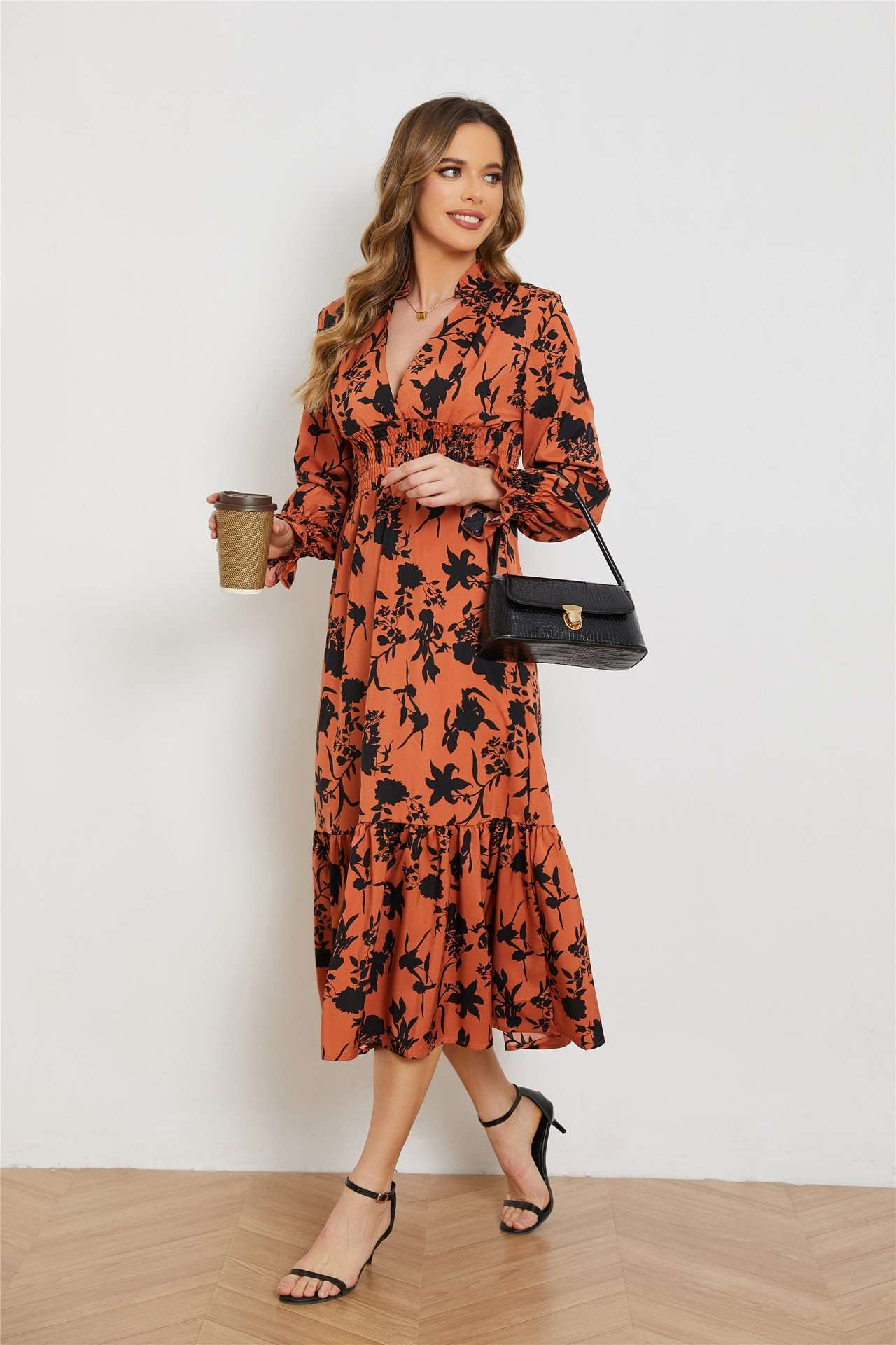 Autumn Bloom Smocked Midi Dress image 2