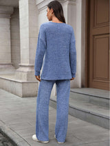 Cozy Knit Lounge Set with Drawstring Pants image 2