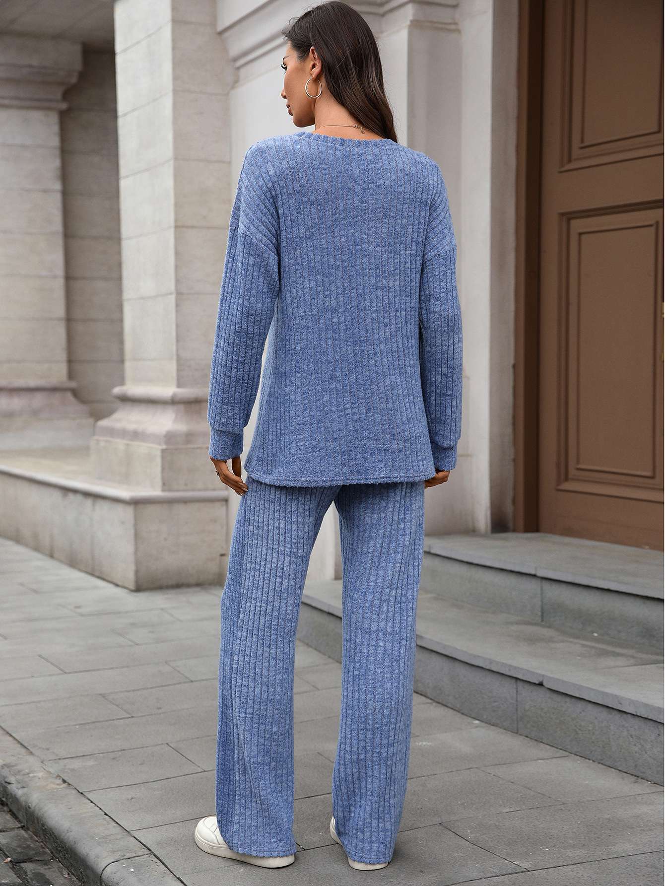 Cozy Knit Lounge Set with Drawstring Pants image 2