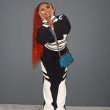 Colorblock Cropped Zipper Coats Pant Sets - M, Multi Black image