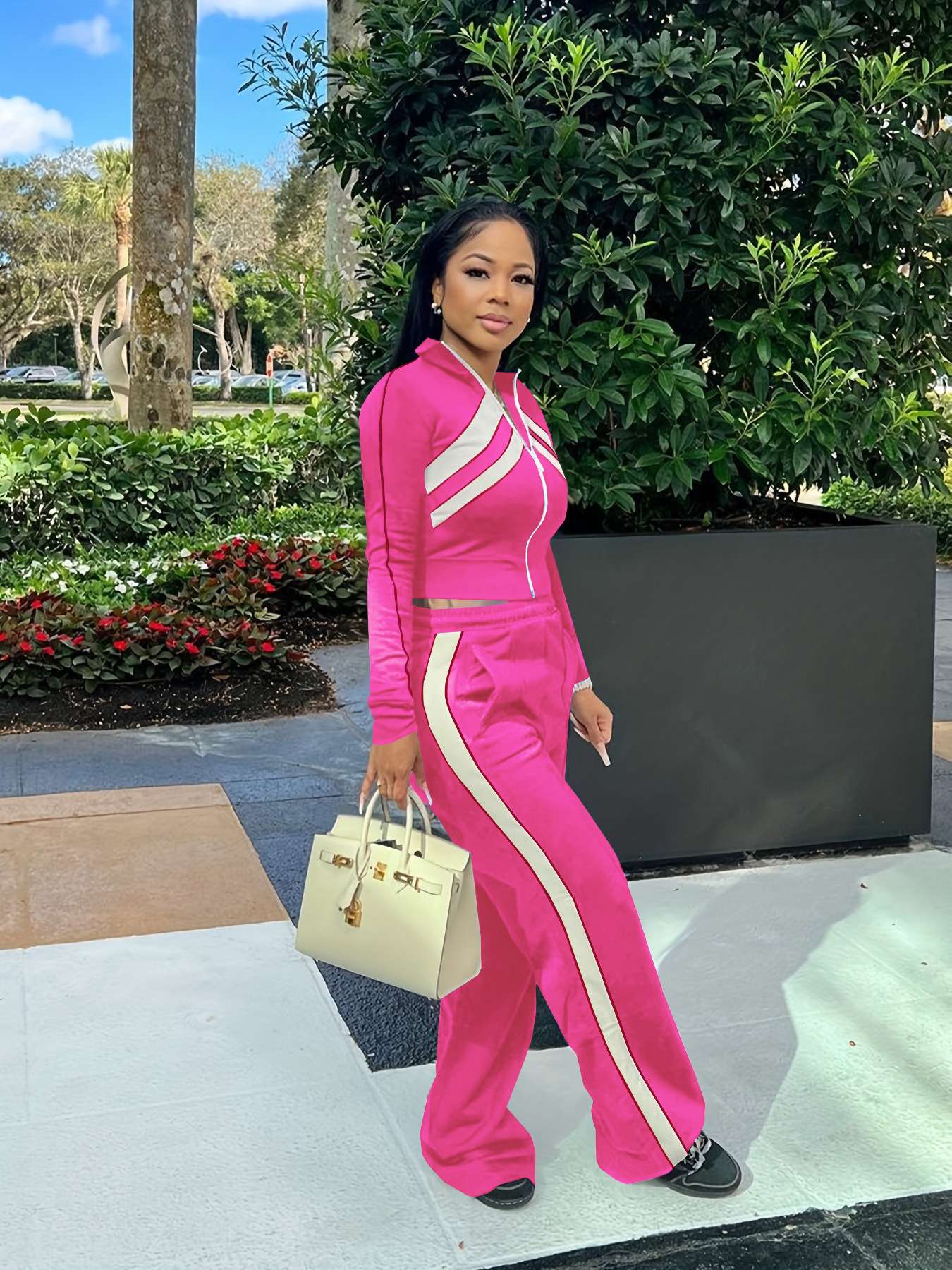 Racer Velour Set - L, Rose Red image