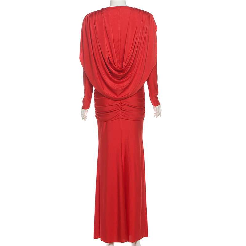 Draped Maxi Dress with Long Sleeves image 3