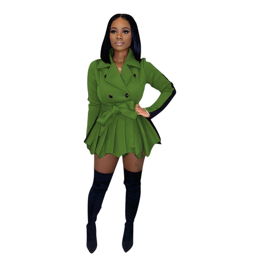 Belted Blazer Mini Dress - L, Green image
