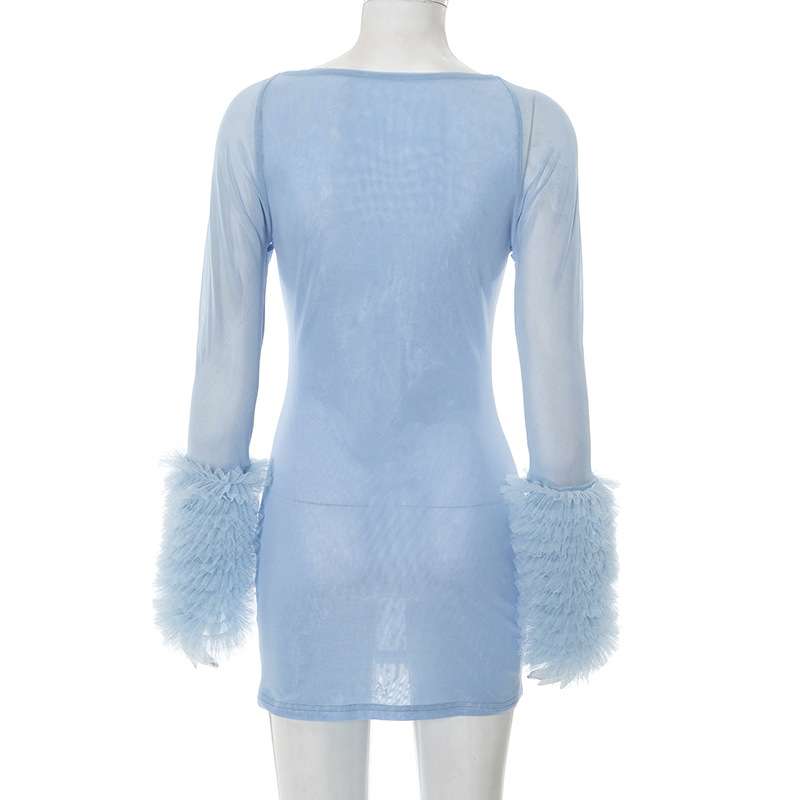 Bodycon Dress with Sheer Sleeves image 4