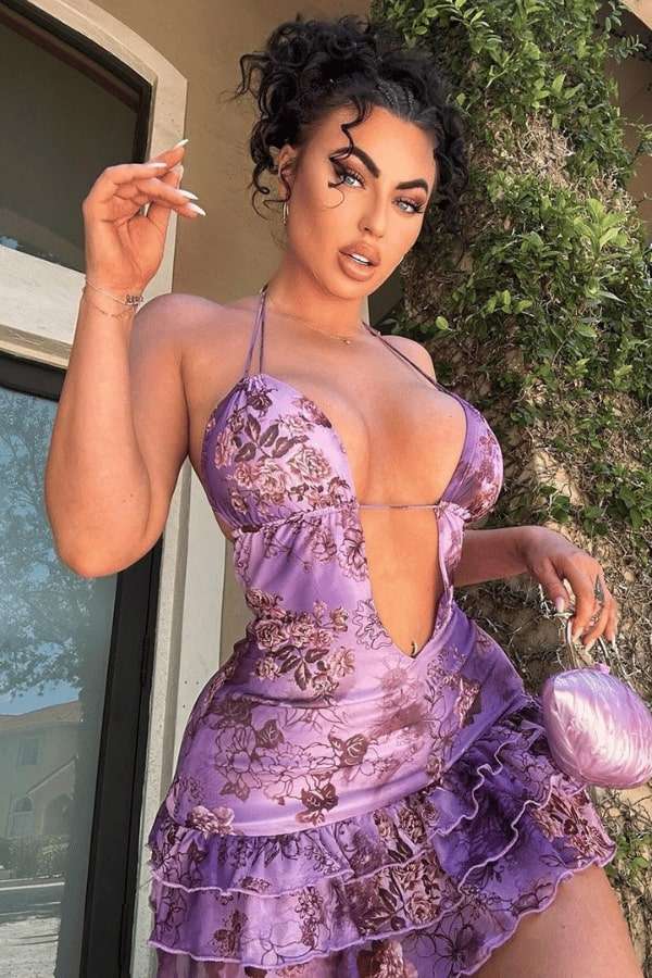 Violet Blossom Ruffle Mini Dress image 0