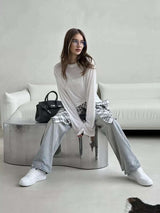 Solid Round Neck Loose Casual Top image 2