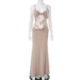 Elegant  Evening Gown with Spaghetti Straps - L, Beige image