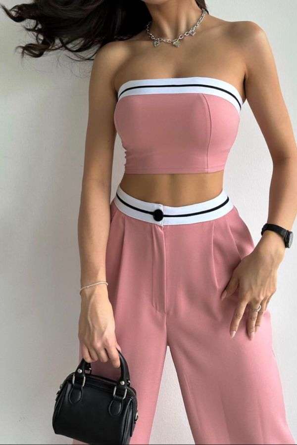 Sporty Two-Piece Tube Top & Pants Set image 0