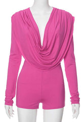 Fuchsia Glam Drape Romper image 3