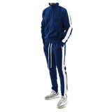 Striped Casual Tracksuit Set - M, Deep Lake Blue image