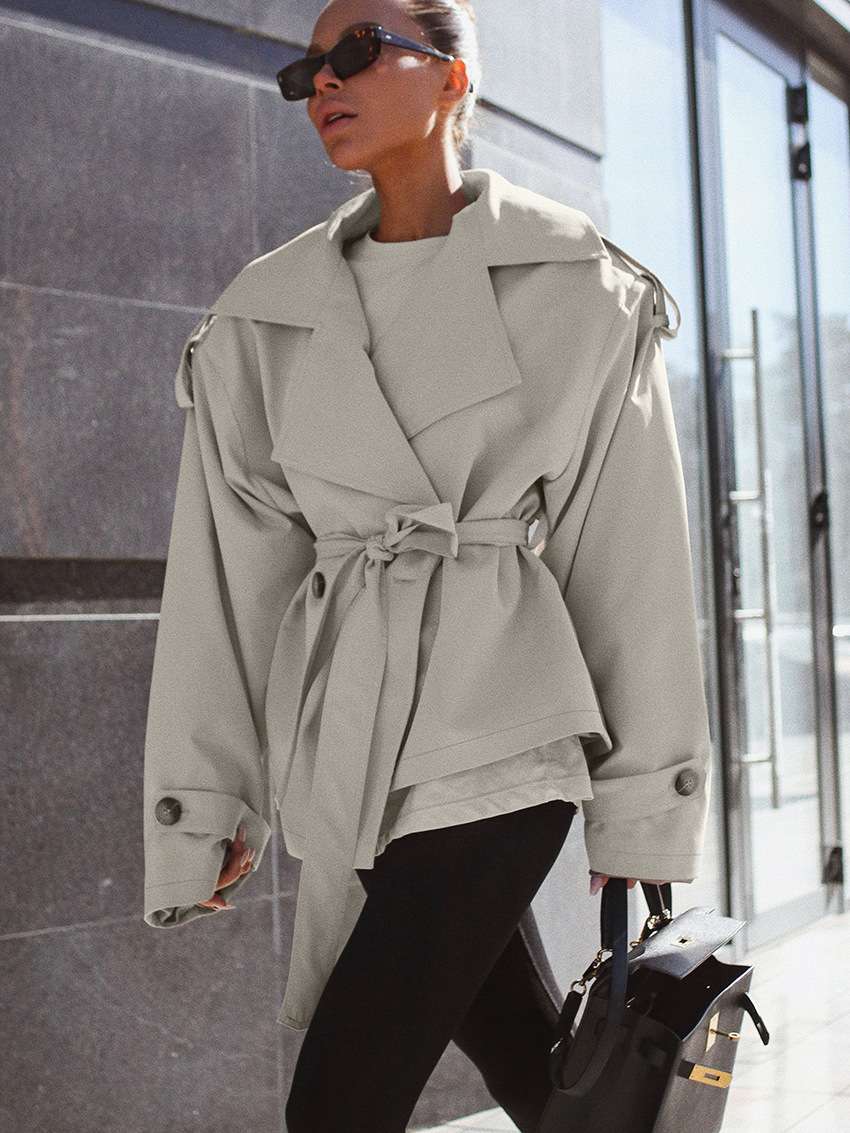 Oversized Trench Coat with Belt image 1