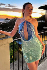 Sequin Halter Dress with Cutout Detail image 0