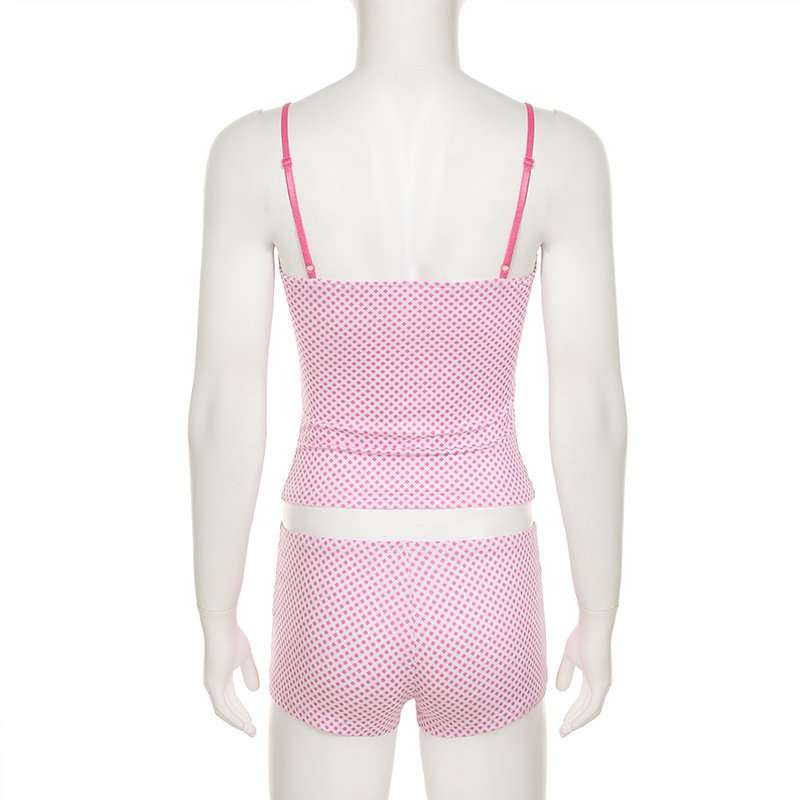 Pink Polka Dot Lace-Trim top & Shorts Set image 3