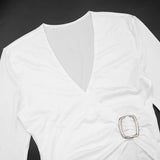 Wrap-Style Long Sleeve Top with Buckle Detail image 6