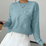 Embroidered Butterfly Knit Sweater - M, Blue image