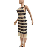 Crochet Knit Fringe Midi Dress image 6