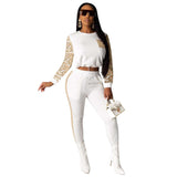 Long Sleeve Glitter Sequin  Party Tracksuit - M, White image
