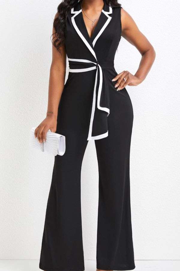 Sleeveless Wrap Jumpsuit with Trim image 0