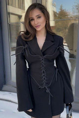 Corset long sleeve dress set with bow image 0
