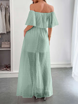 Off-Shoulder Maxi Dress with Textured Detailing image 6