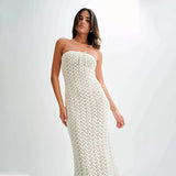 Strapless Crochet Midi Dress - M, White image