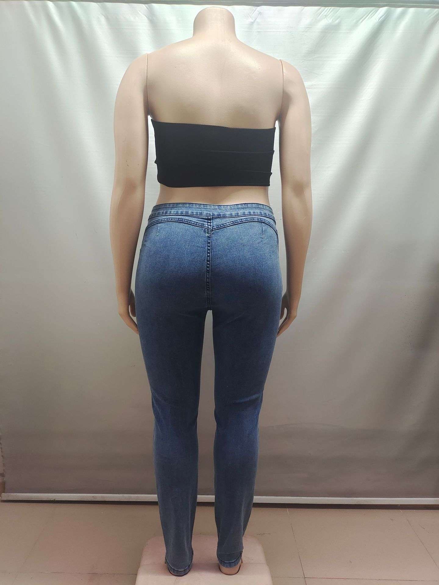 High-Waist Skinny Jeans with Contrast Stitching image 4