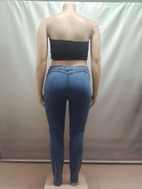 High-Waist Skinny Jeans with Contrast Stitching image 4