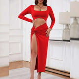 Cutout Twist Front Slit Maxi Dress image 2