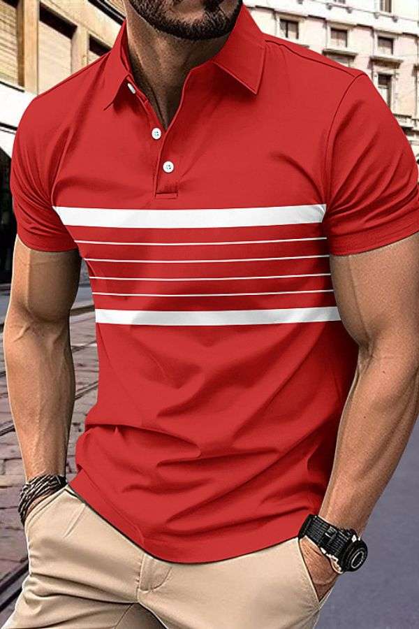 Polo Shirt with White Horizontal Stripes image 0