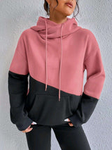 Casual Solid Sweatshirt Hoodie - M, Multi Pink image