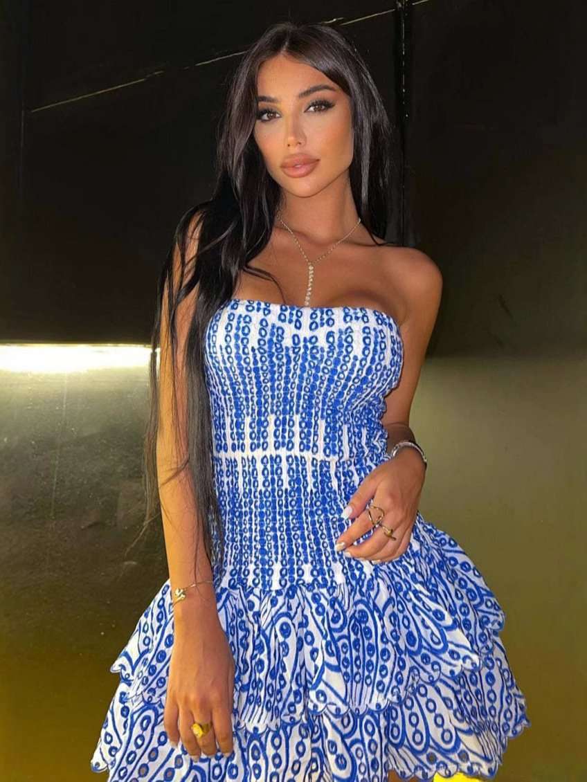 Strapless Dress with Ruffle Hem image 0