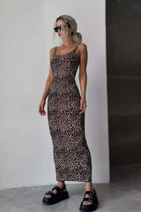 Leopard Print Maxi Dress - S, Brown image