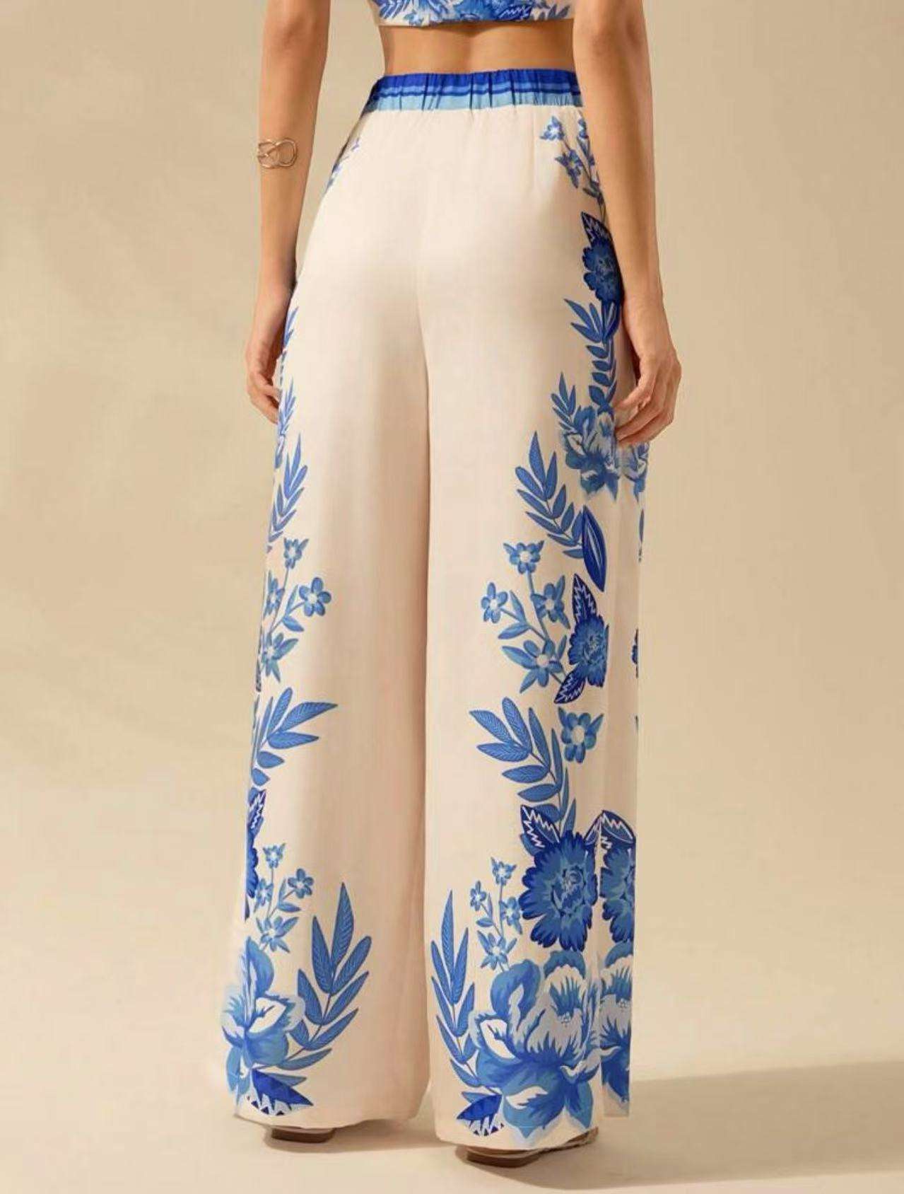 Tropical Print High-Waisted Wide-Leg Pants image 4